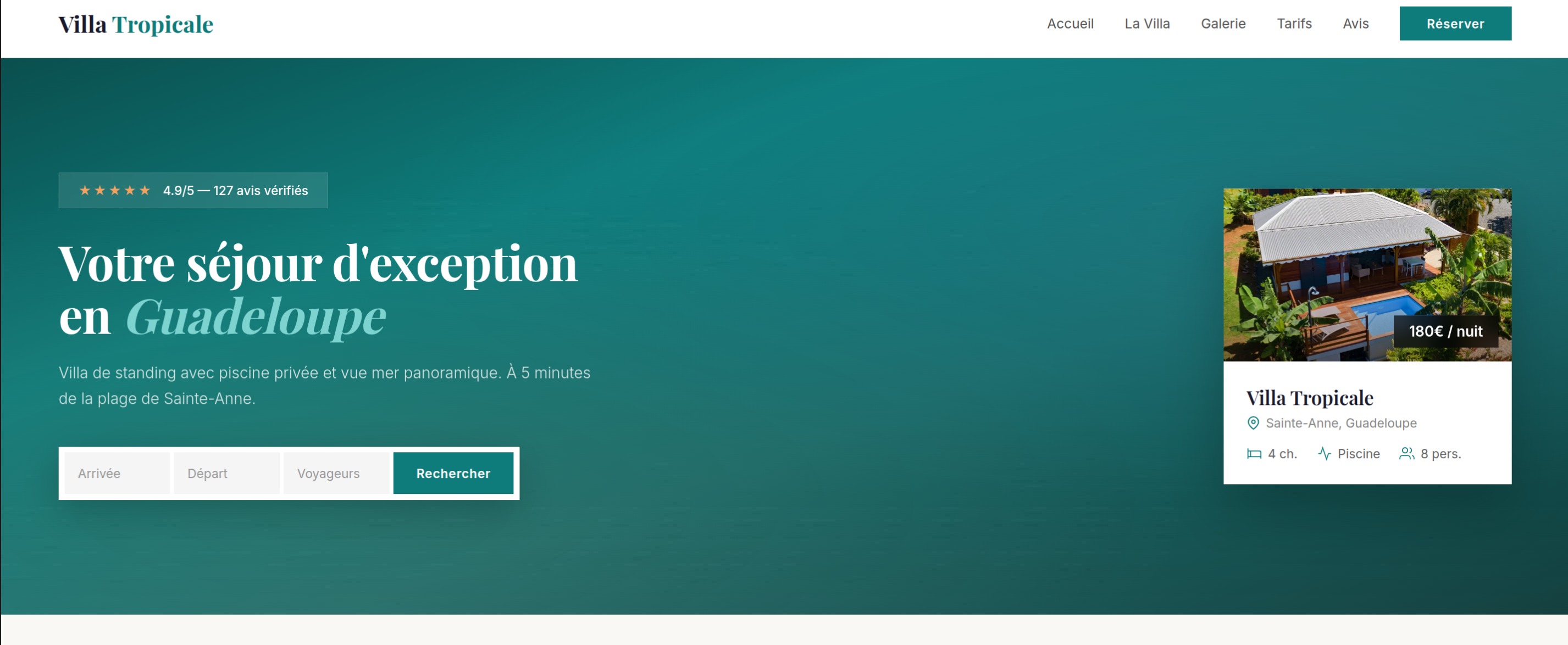 Site location saisonnière - Villa Tropicale