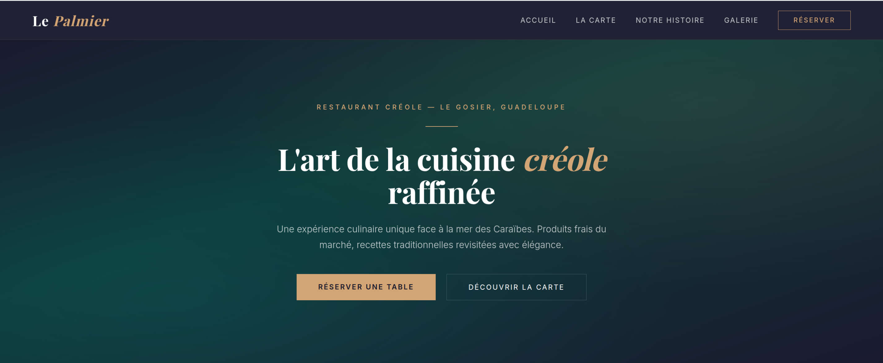 Site restaurant créole - Le Palmier